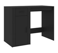 Bureau Avec Tiroir Et Armoire Noir 100x49x75 Cm Bois Contreplaqué Rangement De Bureau Moderne Marron