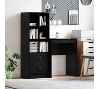 Bureau avec Tiroir et Étagère, 2 Pièces, Chêne Noir | Bois d'ingénierie durable, Surface spacieuse, Rangement intégré, Assemblage facile, Nettoyage simple