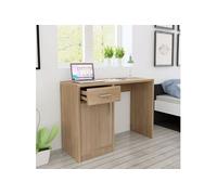 Bureau avec tiroir et placard Chêne 100x40x73 cm