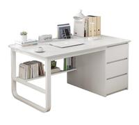 Bureau avec tiroirs et étagère, dessus en bois spacieux, grand rangement, pieds en acier robuste - Idéal pour le bureau à domicile, le bureau d'étude et la chambre à coucher