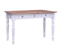 Bureau avec Tiroirs Table d'Étude Ordinateur Blanc Bois d'Acajou Massif vidaXL