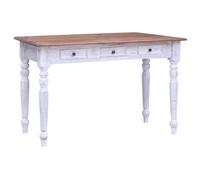 Bureau avec Tiroirs Table d'Étude Ordinateur Blanc Bois d'Acajou Massif vidaXL