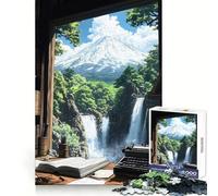 Bureau avec Vue sur la Montagne, Paysage Japonais, Puzzle de 1000 pièces pour Adolescents, pour développer la mémoire, sans Stress, Design à Assembler, Cadeau touchant (50x75cm)