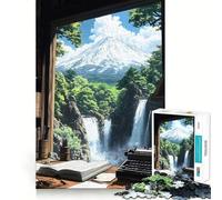 Bureau avec Vue sur la Montagne, Paysage Japonais, Puzzle de 1000 pièces pour Adolescents, pour développer la mémoire, sans Stress, Design à Assembler, Cadeau touchant (50x75cm)