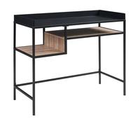 [en.casa] Bureau Rectangulaire avec Plateau Spacieux et 2 Surfaces de Rangement Table Moderne Stable Pratique Bureau Chambre Télétravail Métal Panneau de Particules 100 x 43 x 82 cm Noir Effet Chêne