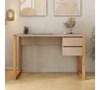Bureau BELINDA avec rangement, bois aggloméré - Finition Cachemire/Chêne | 118 × 75 × 54 cm (L × H × P), Panneaux de particules, 2 tiroirs, pratique pour télétravail