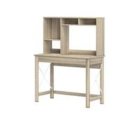 HOMCOM Bureau avec Rangement Bureau bibliothèque en Bois Moderne avec étagères et Grand Plateau pour Petits espaces Maison Chambre à Coucher, 105 x 50 x 137,5 cm, Aspect chêne