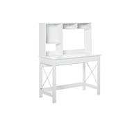 HomCom Bureau bibliothèque moderne avec étagères et grand plateau 105×50×137,5 cm Blanc