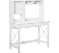 HomCom Bureau bibliothèque moderne avec étagères et grand plateau 105×50×137,5 cm Blanc