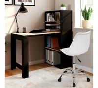 Bureau bibliothèque BEN avec étagères noir et façon hêtre