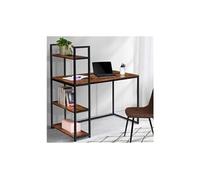 IDMarket – Bureau bibliothèque Hawkins – Plateau bois foncé, design industriel
