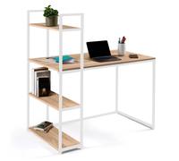 IDMarket Bureau bibliothèque DETROIT design industriel bois et métal blanc