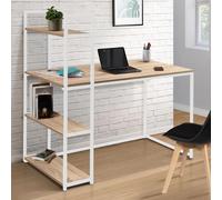 IDMARKET Bureau bibliothèque DETROIT design industriel bois et métal blanc