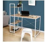 IDMarket Bureau bibliothèque DETROIT design industriel bois et métal blanc