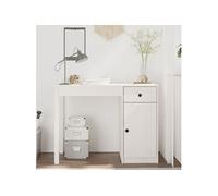 Vidaxl Bureau Blanc 100x50x75 Cm Bois Massif De Pin Blanc
