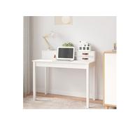 Vidaxl Bureau Blanc 110x50x93 Cm Bois Massif De Pin Blanc