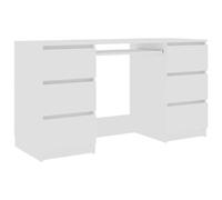 Bureau Blanc 140 x 50 x 77 cm, 6 Tiroirs