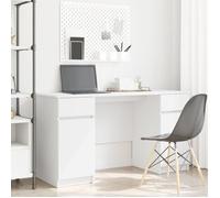 vidaXL Bureau 140×49×76 cm en bois d'ingénierie, moderne avec tiroir blanc