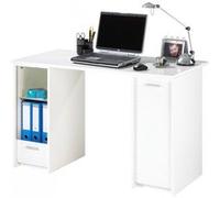 Bureau Blanc 2 Caissons A Rideau - Blanc - L 120 x l 65 x H 74 cm