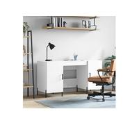 Vidaxl Bureau Blanc Brillant 140x50x75 Cm Bois D'ingénierie Blanc