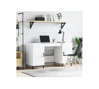 Vidaxl Bureau Blanc Brillant 140x50x75 Cm Bois D'ingénierie Blanc