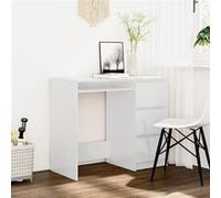 Vidaxl Bureau Blanc Brillant 90x45x76 Cm Aggloméré Blanc