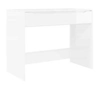 Bureau blanc brillant - CLARENCE - 100x50x78 cm - Bois d'ingénierie - Blanc brillant - Avec tiroir - Durable