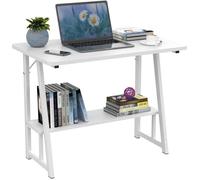 Bureau Blanc, Bureaux d'ordinateur avec étagère Inférieure, Table PC Moderne Simple,80x50x73cm, Adapté au Salon, à la Maison