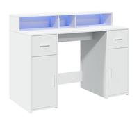 Bureau Blanc, CLOUD, Table à écrire, Pour 1 personne, avec lumières LED, blanc 120x55x91 cm ,bois d'ingénierie BBB136