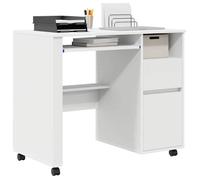 Bureau Blanc, CLOUD, Table à écrire, Pour 1 personne, avec roues Blanc 91x50x77 cm ,bois d'ingénierie BBB1058