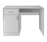 Bureau Blanc, CLOUD, Table à écrire, Pour 1 personne, avec tiroir, et placard 100x40x73 cm Blanc BBB46