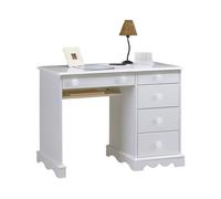Bureau - Blanc - Demi-Ministre - 5 Tiroirs - 1 Etagère - Style Anglais
