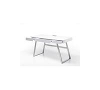 Bureau droit Pegane Bureau blanc mat avec pietement acier - L140 x H75 x P60 cm --