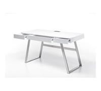 Bureau droit Pegane Bureau blanc mat avec pietement acier - L140 x H75 x P60 cm --