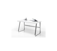 Bureau blanc mat avec pietement en acier - L140 x H75 x P60 cm -PEGANE- blanc mat