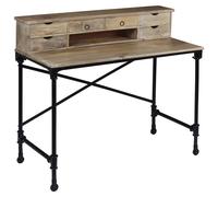 Bureau Bois de Manguier Massif et Acier Table d'Ordinateur Meuble vidaXL