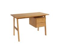 Bureau bois d'hévéa et placage chêne 2 tiroirs naturel - Alana