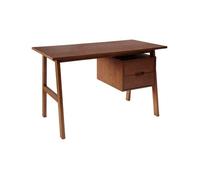 Bureau bois d'hévéa et placage chêne 2 tiroirs noyer - Alana