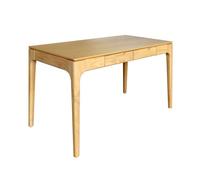 Bureau bois d'hévéa placage frêne 2 tiroirs naturel - L 120 x l 60 x H 76 cm - Alienor