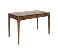 Bureau bois d'hévéa placage frêne 2 tiroirs noyer - L 120 x l 60 x H 76 cm - Alienor