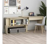 vidaXL Bureau d'angle 200x50x76 cm Blanc brillant en aggloméré
