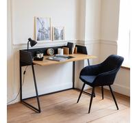 Bureau en Bois et métal Noir Charles, crédence et séparateurs intégrés