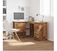 Bureau Brun, CLOUD, Table à écrire, Pour 1 personne, forme en L, vieux bois 145x100x76 cm ,bois d'ingénierie BBB677