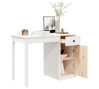Bureau BURKE Blanc Table à écrire - 1 PERSONNE - Blanc 100x50x75 cm - Bois massif de pin BB454