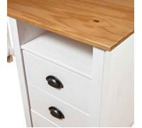 Bureau BURKE, Blanc Table à écrire - 1 PERSONNE - Hill avec 3 tiroirs 120x50x74 cm - Pin solide BB84