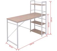 Bureau BURKE Brun Table à écrire - 1 PERSONNE - avec bibliothèque à 4 niveaux chêne BB5