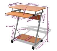 Bureau BURKE Brun Table à écrire - 1 PERSONNE - avec plateau à clavier coulissant Marron BB2