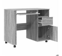 Bureau BURKE, Gris Table à écrire - 1 PERSONNE - avec roues Gris Sonoma 91x50x77 cm - Bois d'ingénierie BB1053