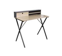 - Bureau en Acier et MDF avec Tiroir et Niches de rangement - Noir