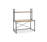 Bureau Carmen noir, 1 étagère, style industriel, 120 cm longueur
